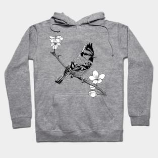 Crested Sparrow on a branch in Japan Hoodie